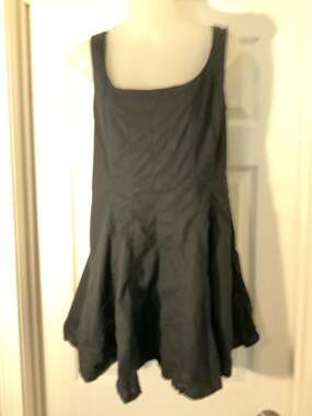 American Eagle Outfitters Smocked Back Square Neck Fit and Flare Mini Dress Blac
